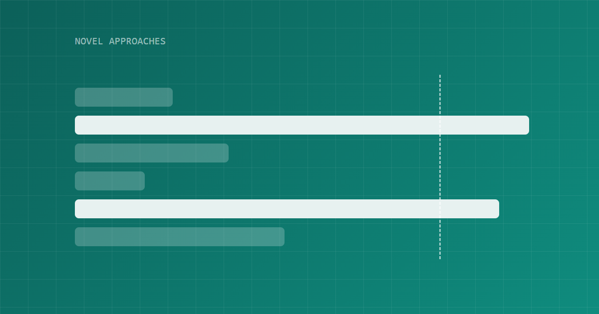 Abstract illustration: bars of different lengths on a teal grid, crossed by a dashed vertical line. (AI-generated)